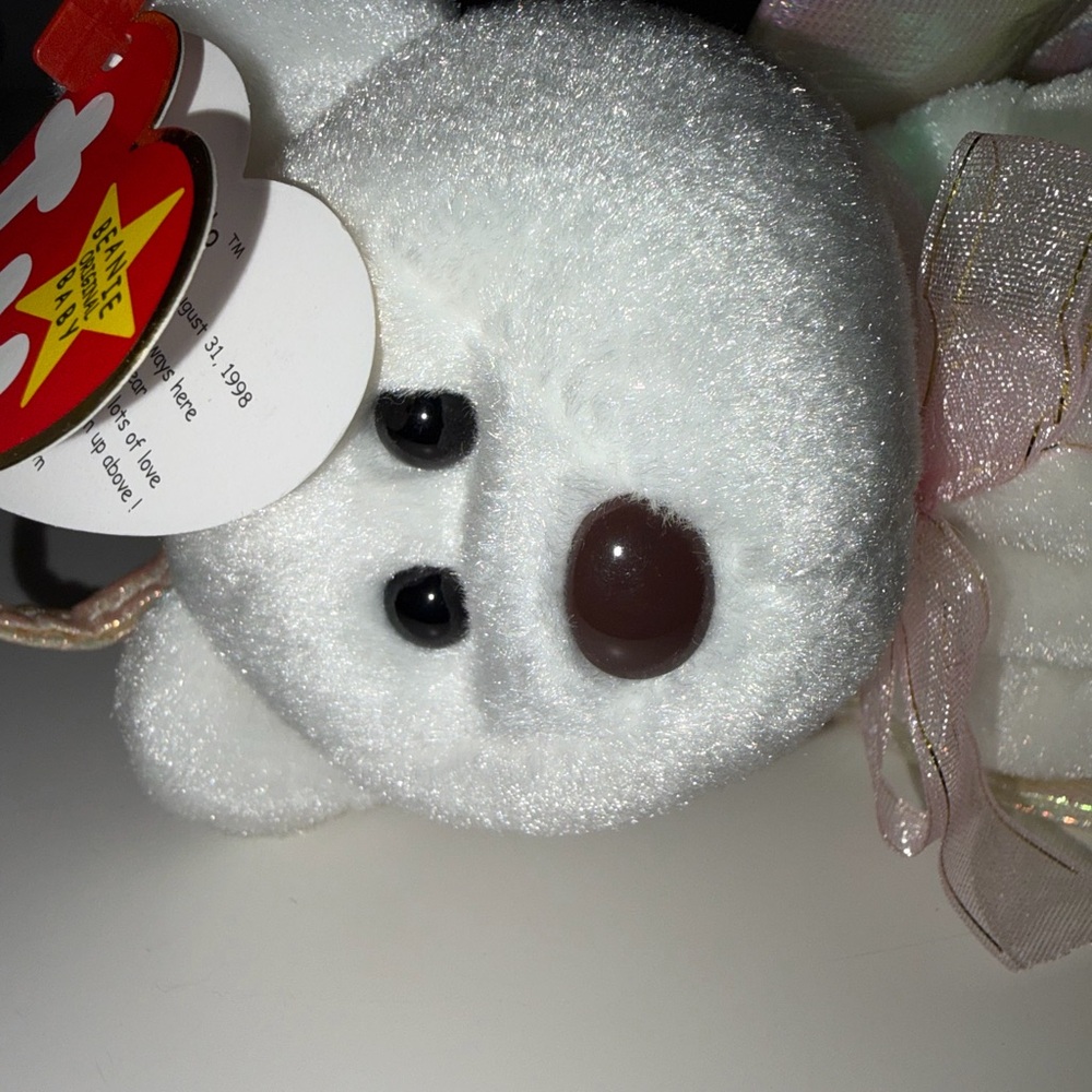 NWT RARE Ty White Angel Bear Plush with Iridescent Wings Beanie Baby WITH ERRORS - Picture 9 of 9